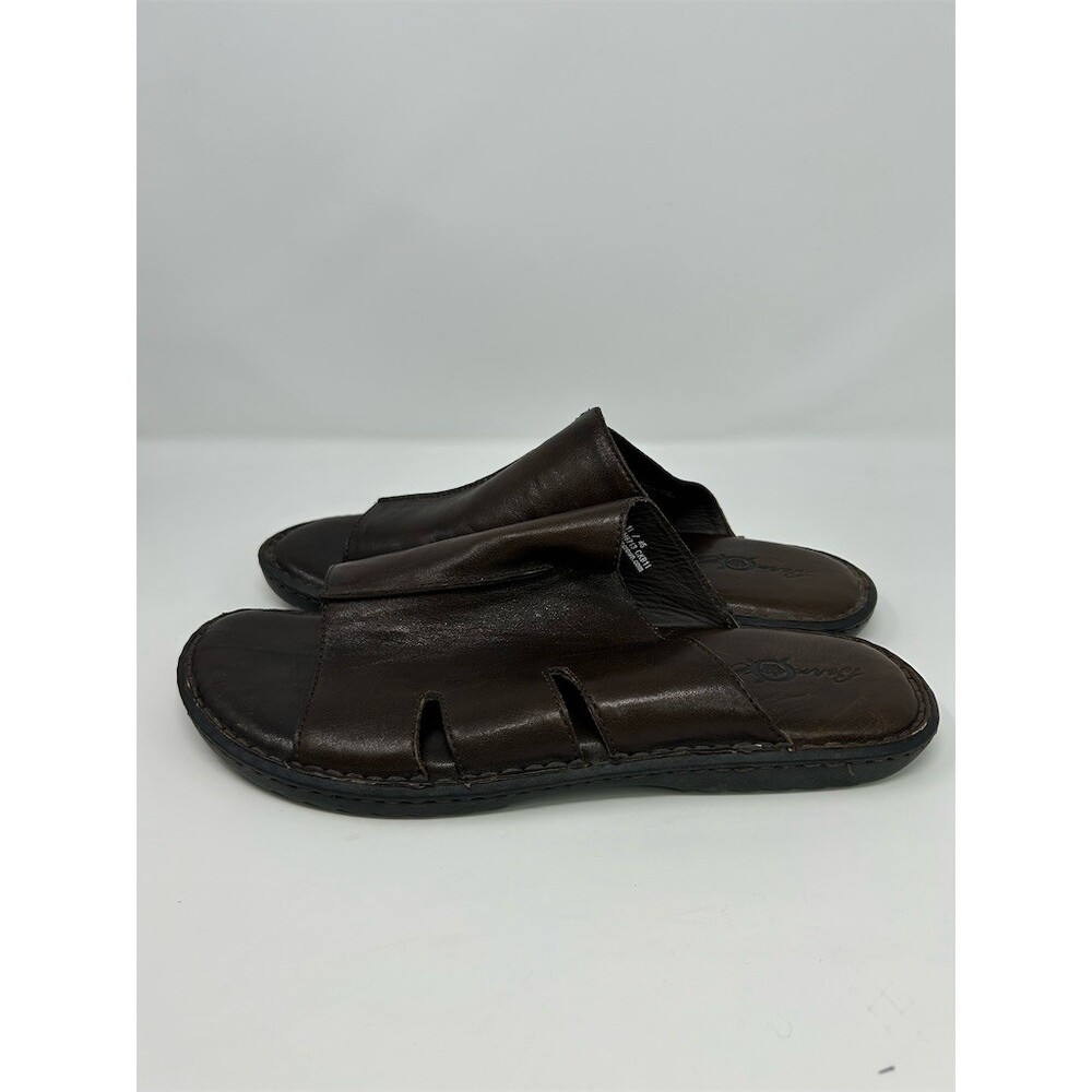 Born Men's Slide Sandals Dark Brown Leather Open Toe Cushioned Slip-On Size 11 - Picture 6 of 13
